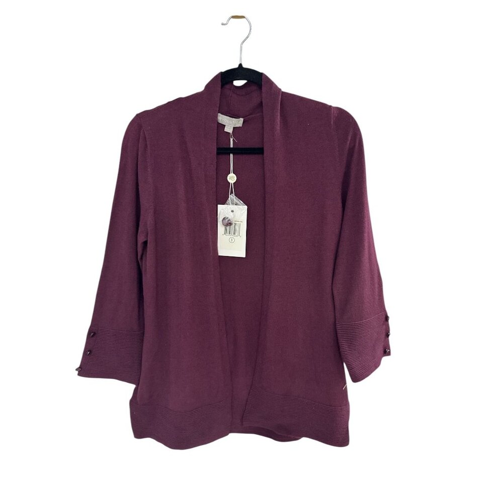 EVOLUTION by CYRUS Women Burgundy Cardigan SMALL